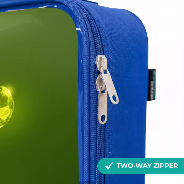 Children's suitcase - Blue - Green neon embrace in action — 6