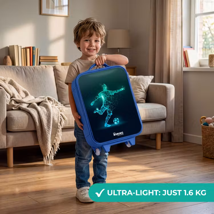 Children's suitcase - Blue - Soccer player forcefully kicks in digital form — 3