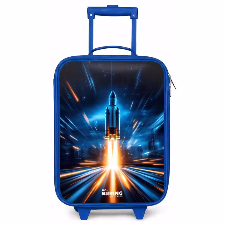 Children's suitcase - Blue - Space rocket takes off in nocturnal light show — 1