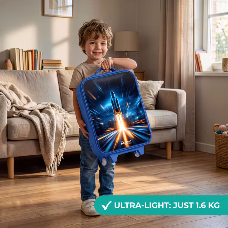 Children's suitcase - Blue - Space rocket takes off in nocturnal light show — 3