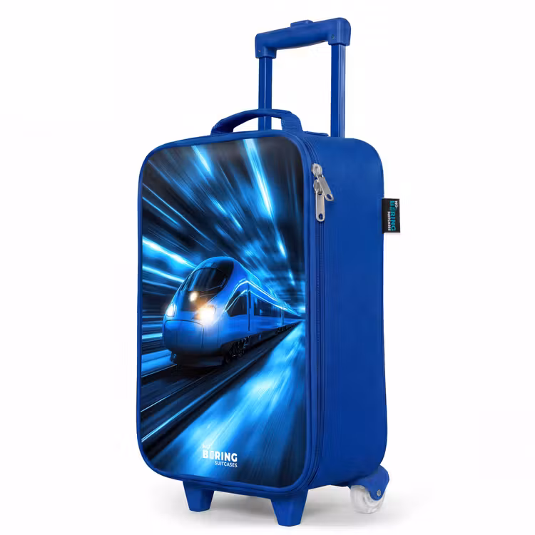 Children's suitcase - Blue - Superfast train in neon blue tunnel — 5