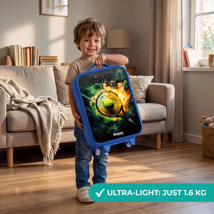 Children's suitcase - Blue - Tennis ball in flames on powerful smash — 3