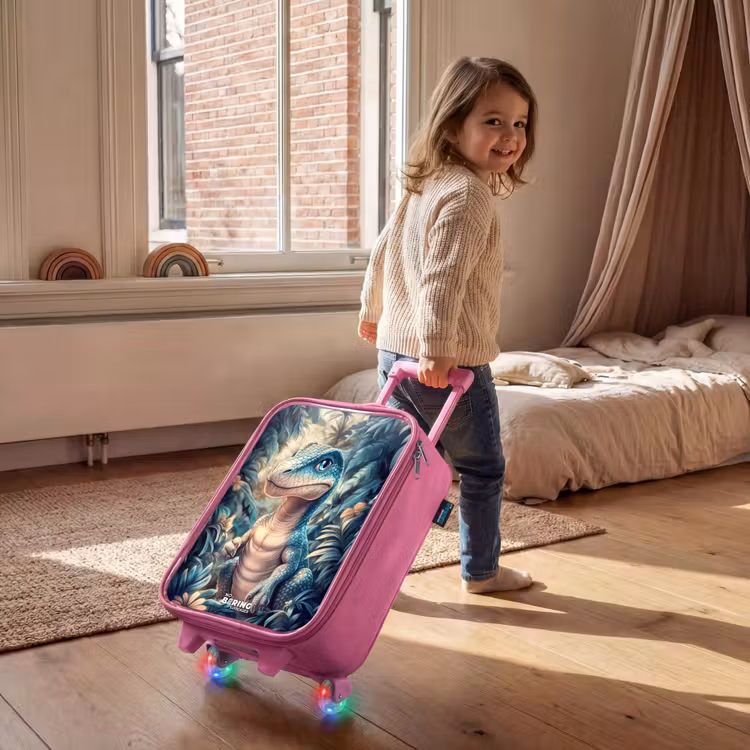 Children's suitcase - Pink - Dino in mystical jungle with moonlight — 2