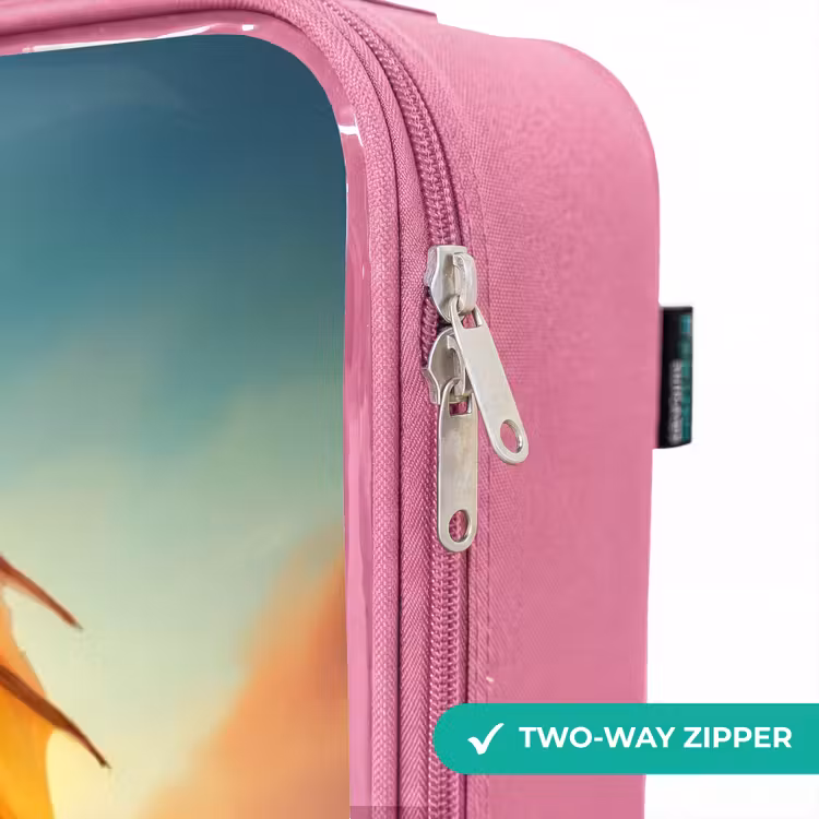 Children's suitcase - Pink - Flying dragon over fiery mountain road — 4
