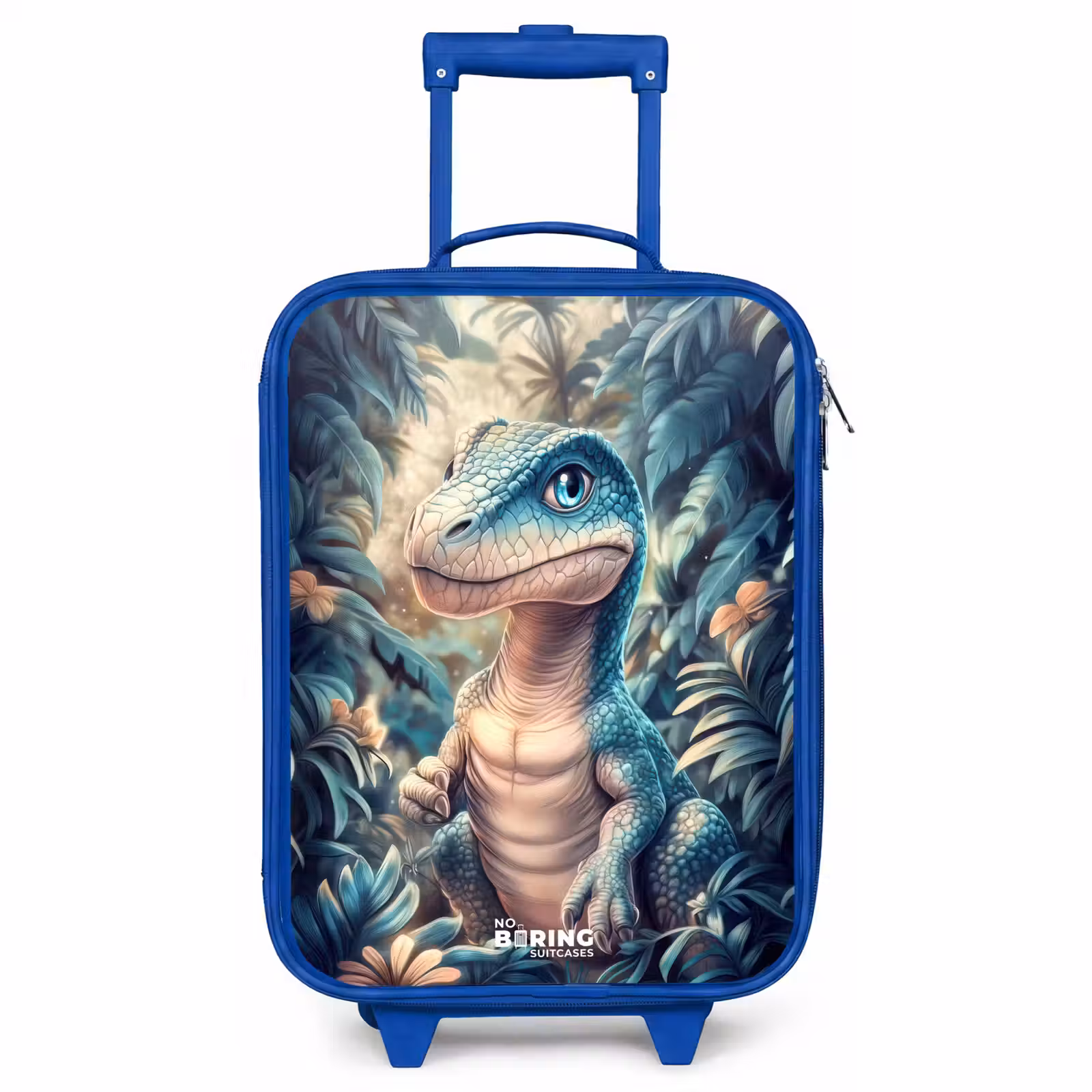 Children's suitcase - Blue - Dino in mystical jungle with moonlight — 1