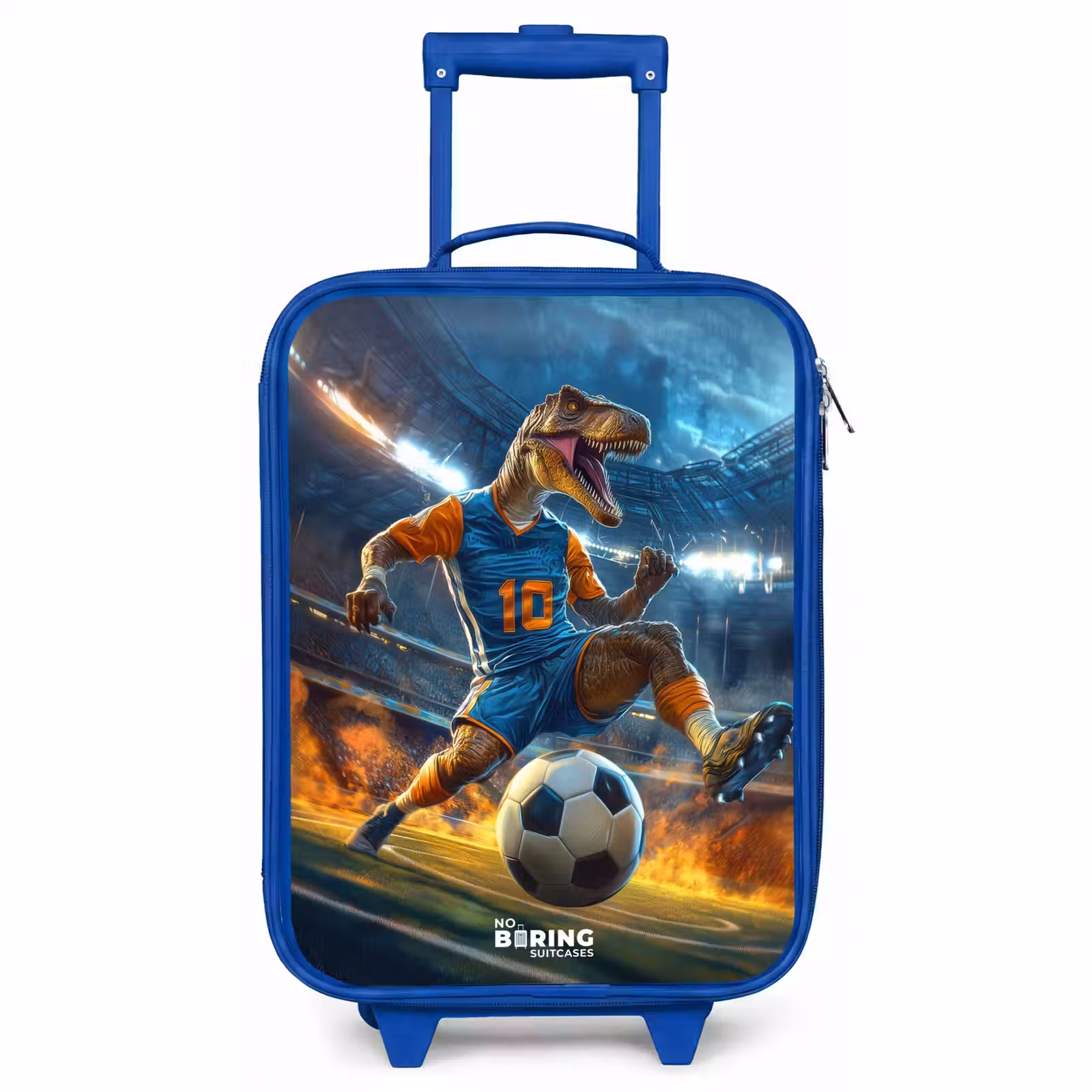 Children's suitcase - Blue - T-Rex as soccer player in full stadium — 1