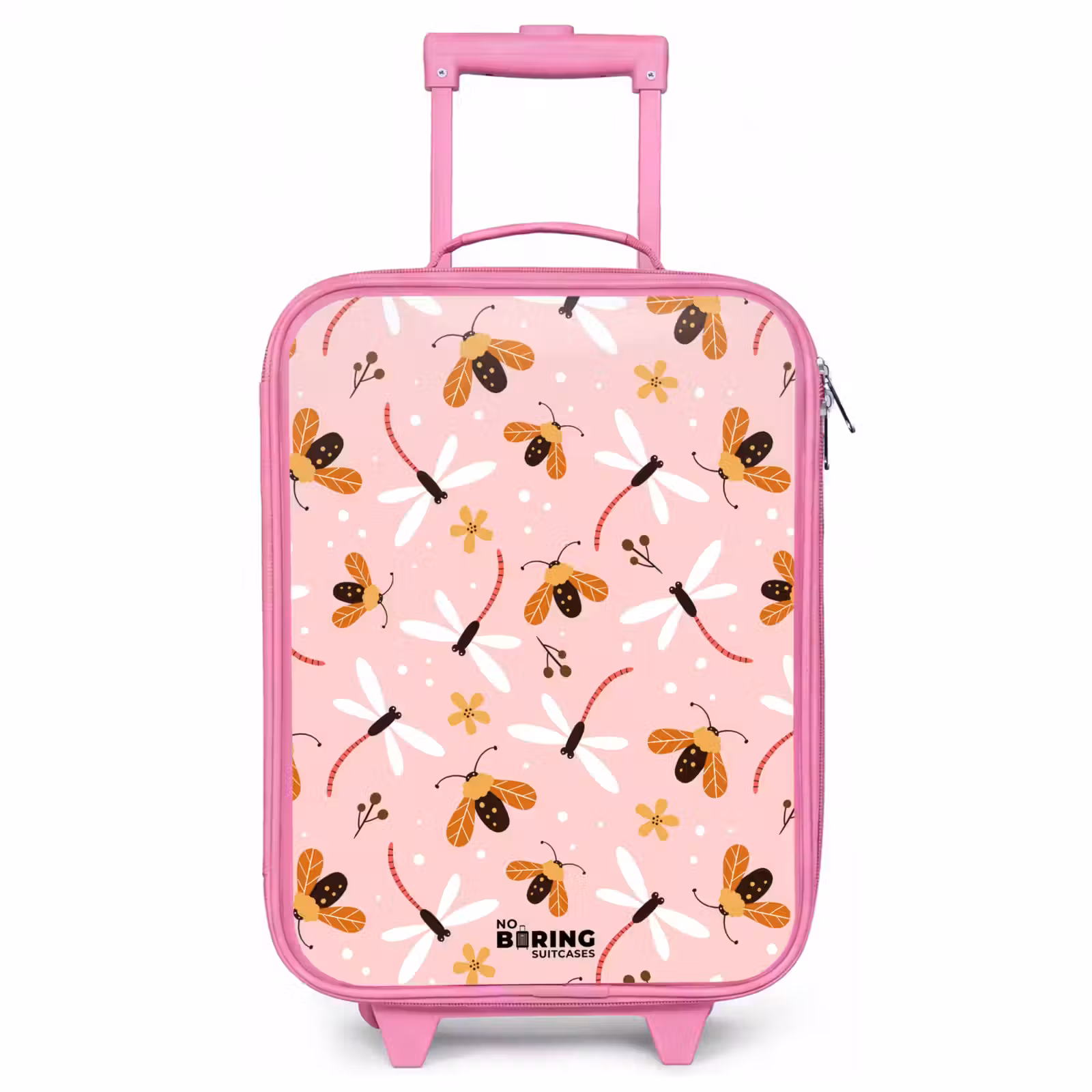 Children's suitcase - Pink - Ladybugs and dragonflies on pink background — 1