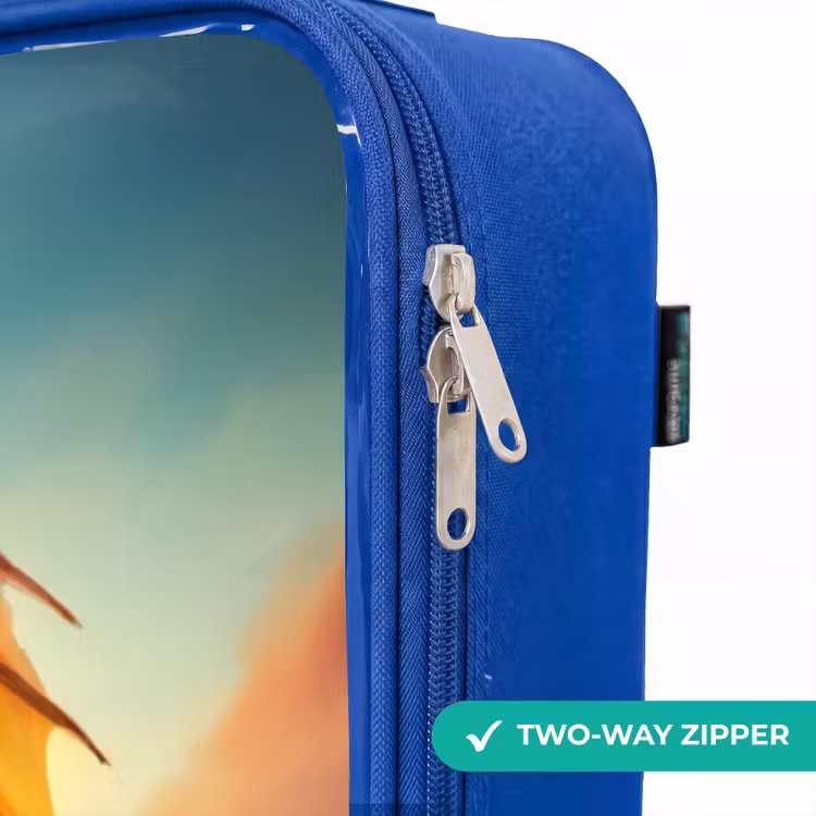 Children's suitcase - Blue - Flying dragon over fiery mountain road — 6