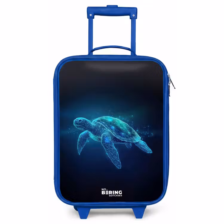 Children's suitcase - Blue - Luminous turtle in digital ocean — 1