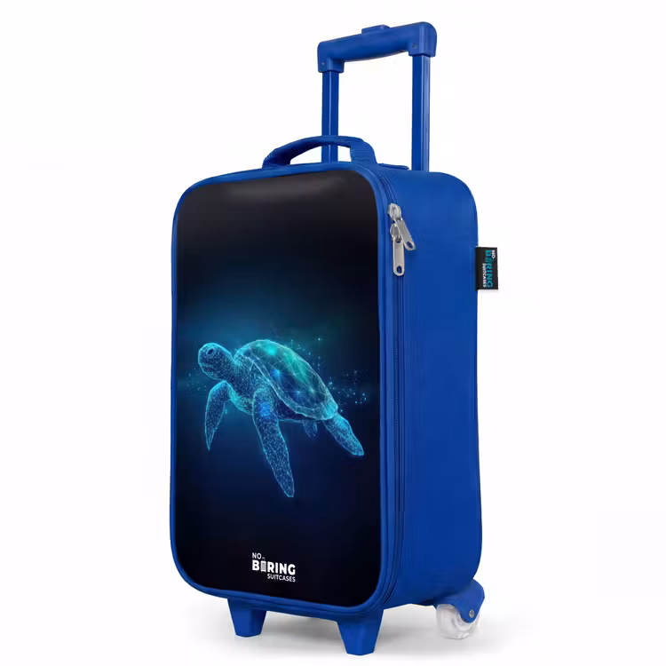 Children's suitcase - Blue - Luminous turtle in digital ocean — 5