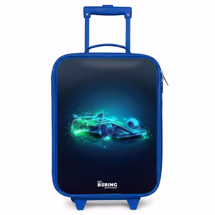 Children's suitcase - Blue - Neon racing car in digital style — 1