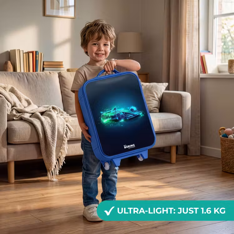 Children's suitcase - Blue - Neon racing car in digital style — 3