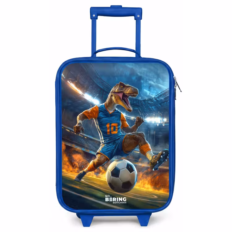 Children's suitcase - Blue - T-Rex as soccer player in full stadium — 1