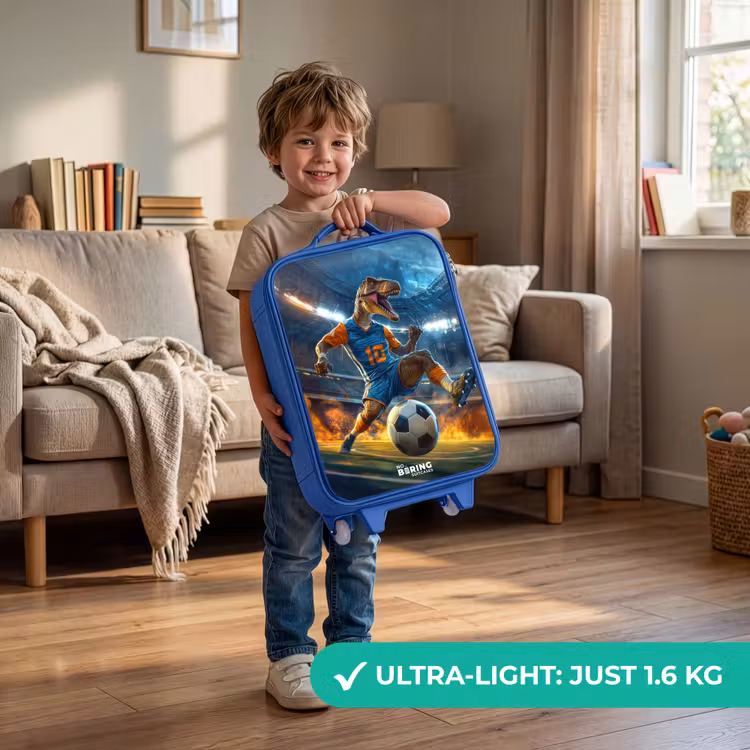 Children's suitcase - Blue - T-Rex as soccer player in full stadium — 3