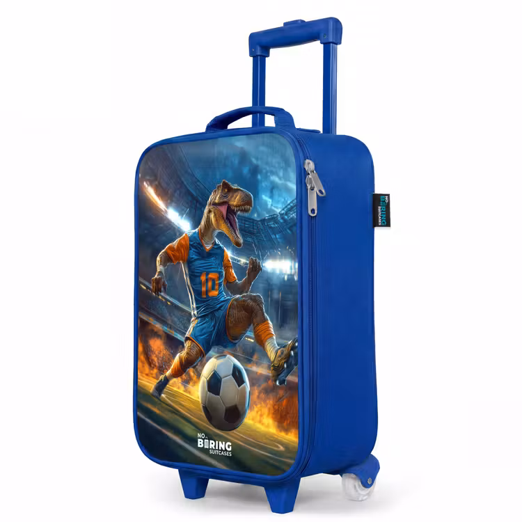 Children's suitcase - Blue - T-Rex as soccer player in full stadium — 5