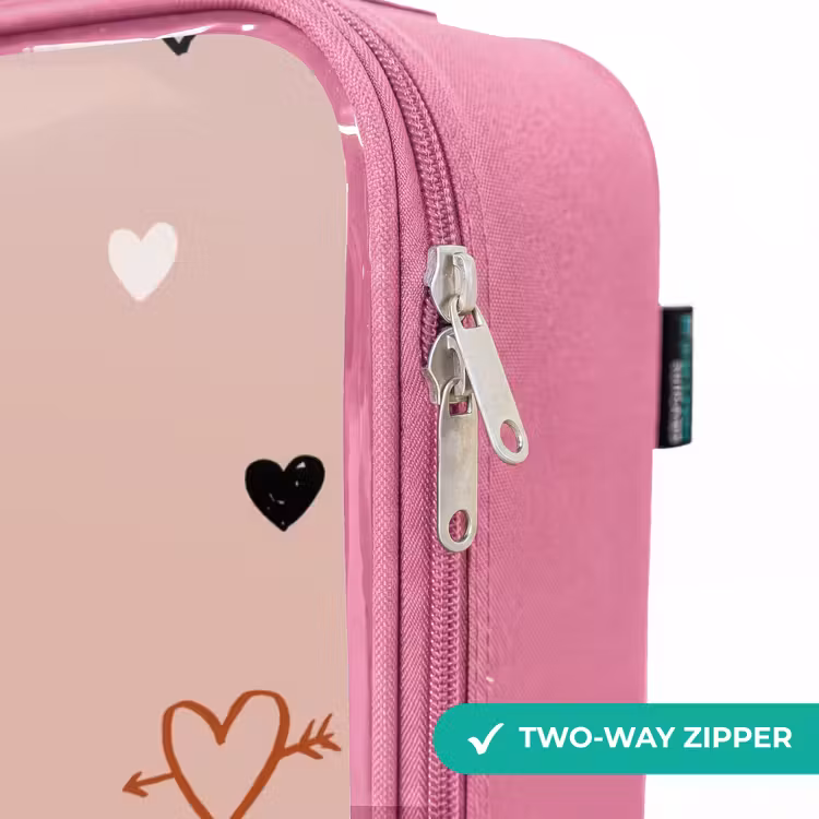 Children's suitcase - Pink - Hearts with arrows in black, white and pink — 4