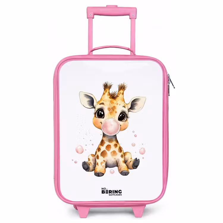 Children's suitcase - Pink - Giraffe with pink gumball — 1