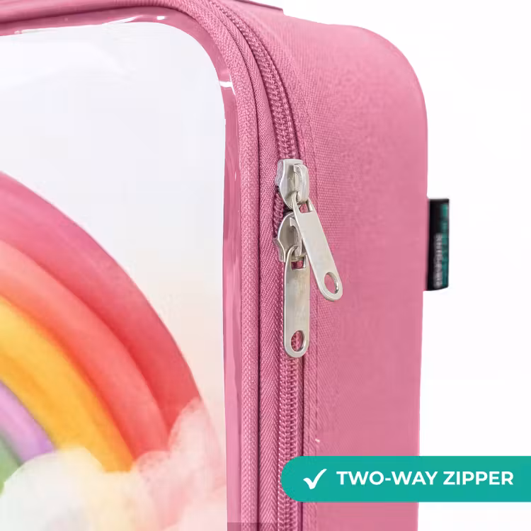 Children's suitcase - Pink - Girl with purple dragon under rainbow — 4