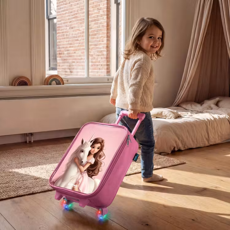 Children's suitcase - Pink - Girl with white unicorn on pink background — 2