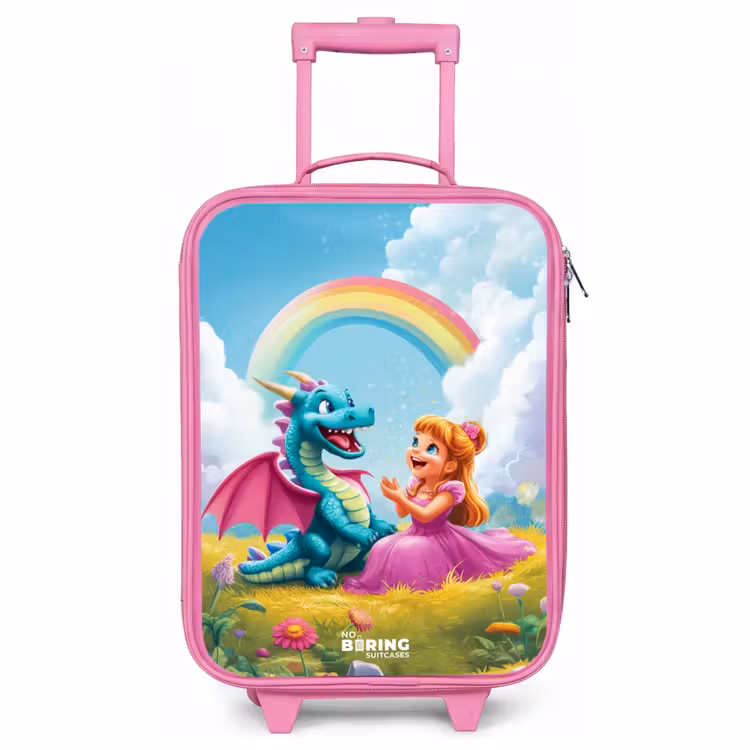 Children's suitcase - Pink - Princess and dino in a colorful world — 1