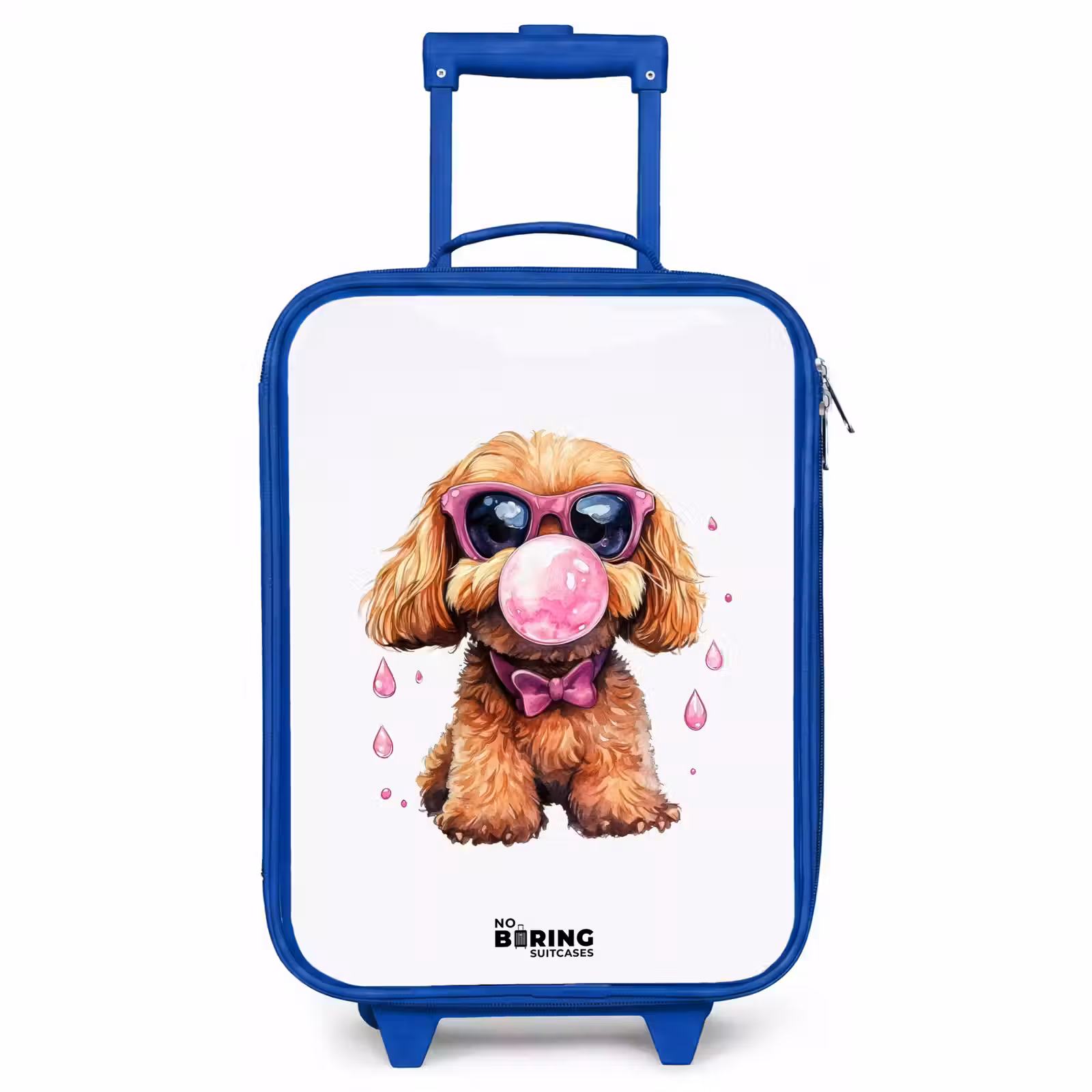 Children's suitcase - Blue - Brown dog with pink glasses and gumball — 1