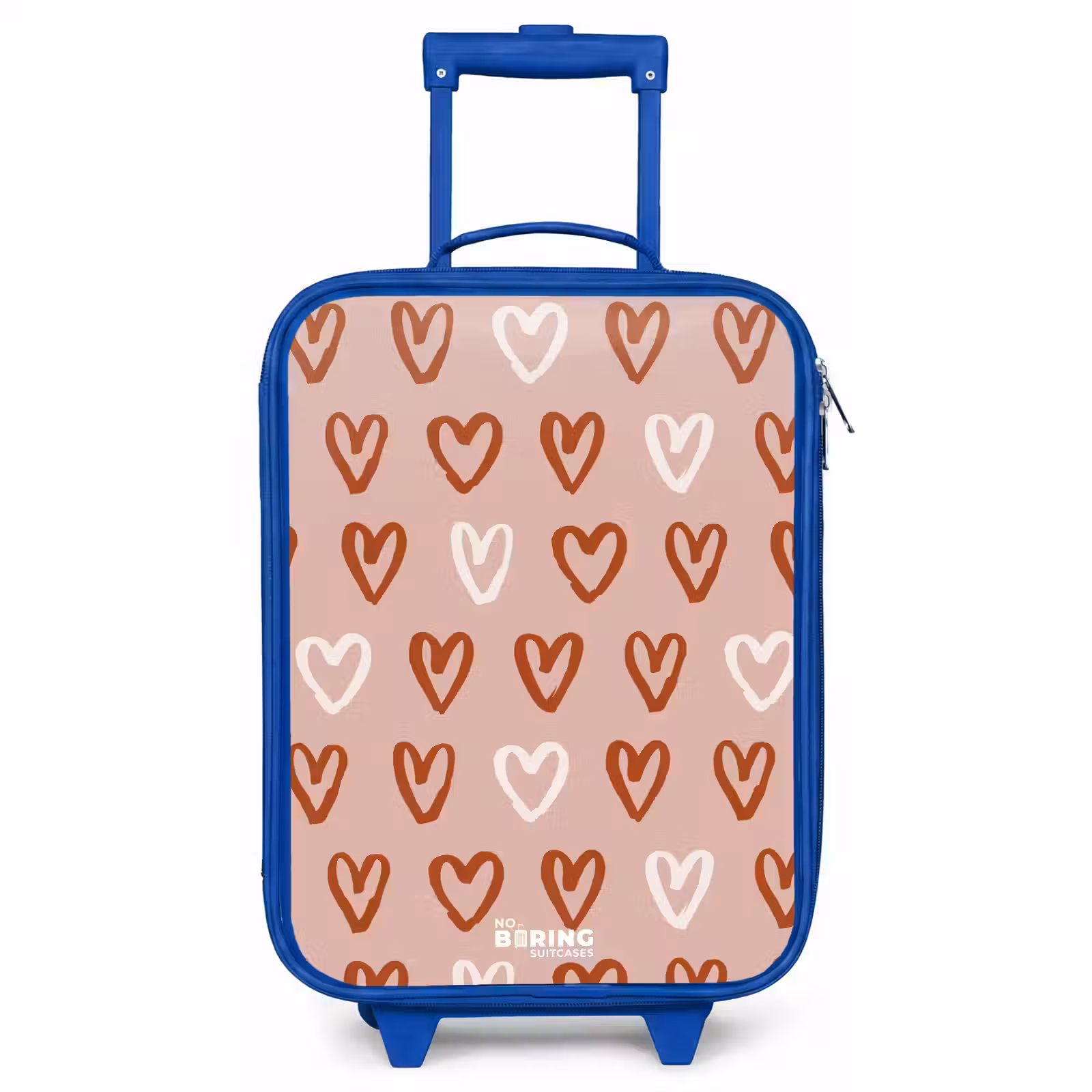 Children's suitcase - Blue - Heart pattern in pink and white — 1