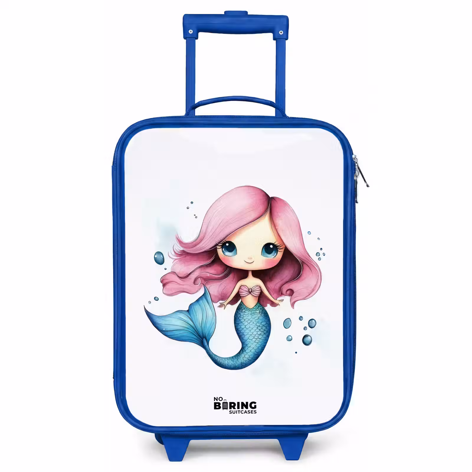Children's suitcase - Blue - Mermaid with pink hair and blue tail among bubbles — 1