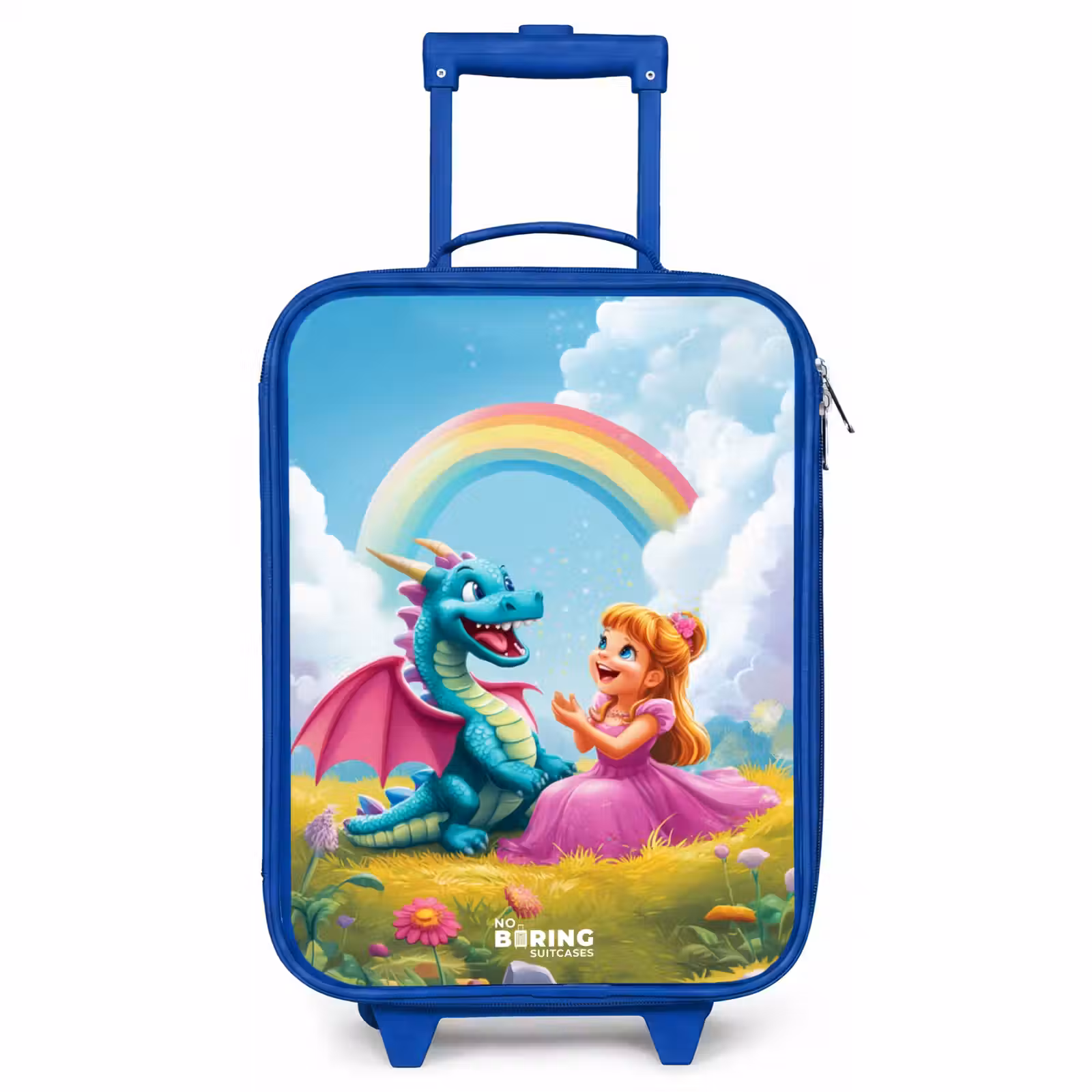 Children's suitcase - Blue - Princess and dino in a colorful world — 1