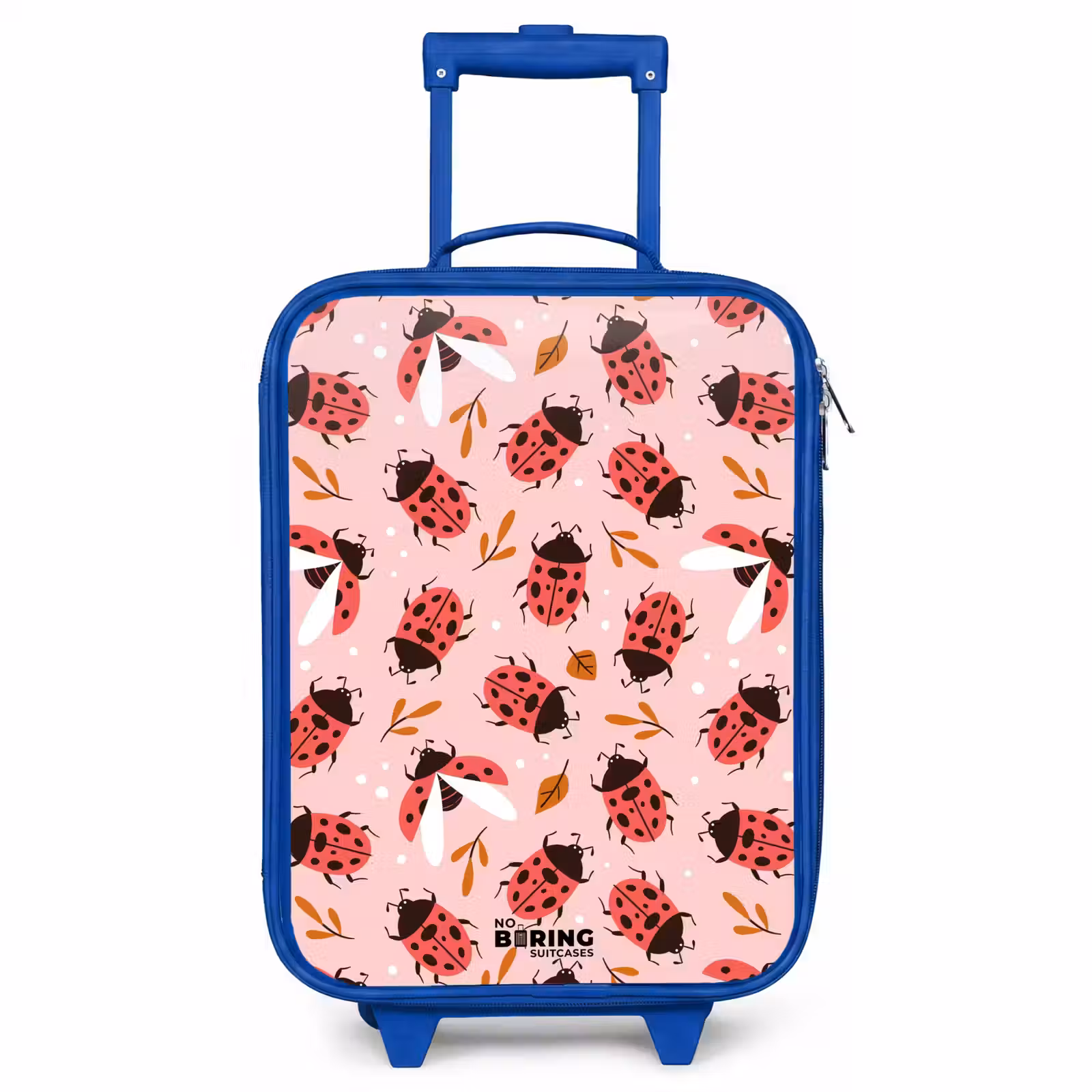 Children's suitcase - Blue - Red ladybugs on pink background — 1
