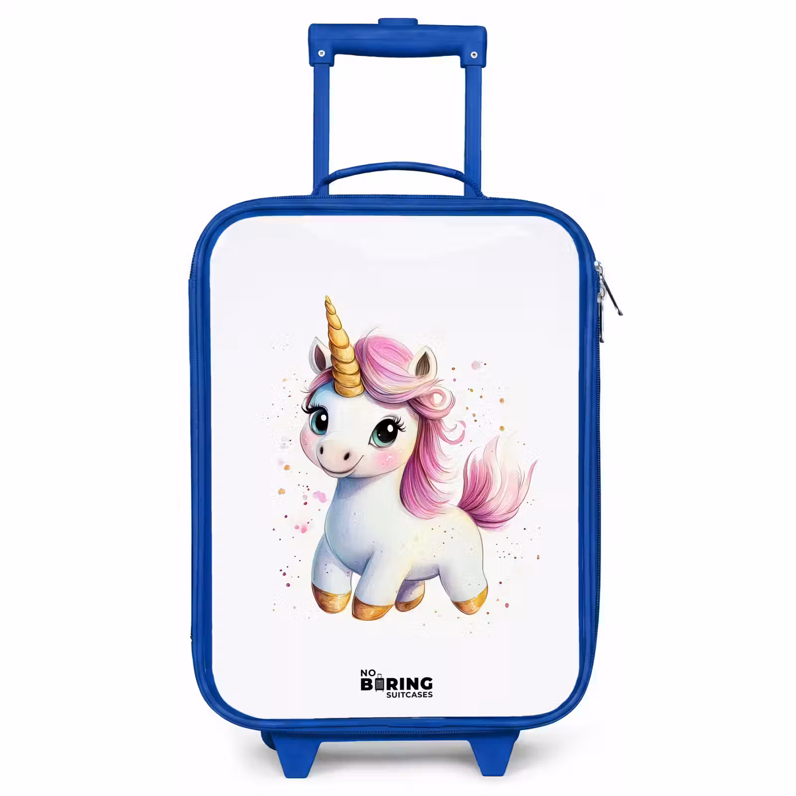 Children's suitcase - Blue - White unicorn with pink mane — 1