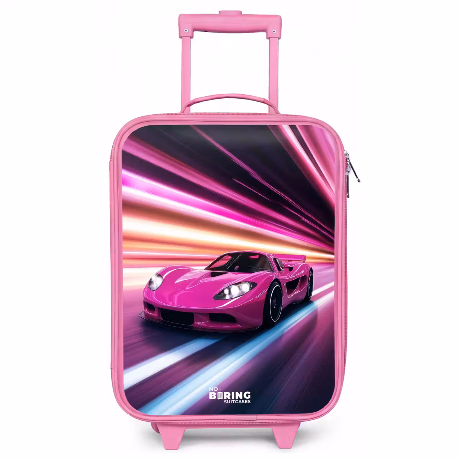 Children's suitcase - Pink - Pink race car flashes through neon light — 1