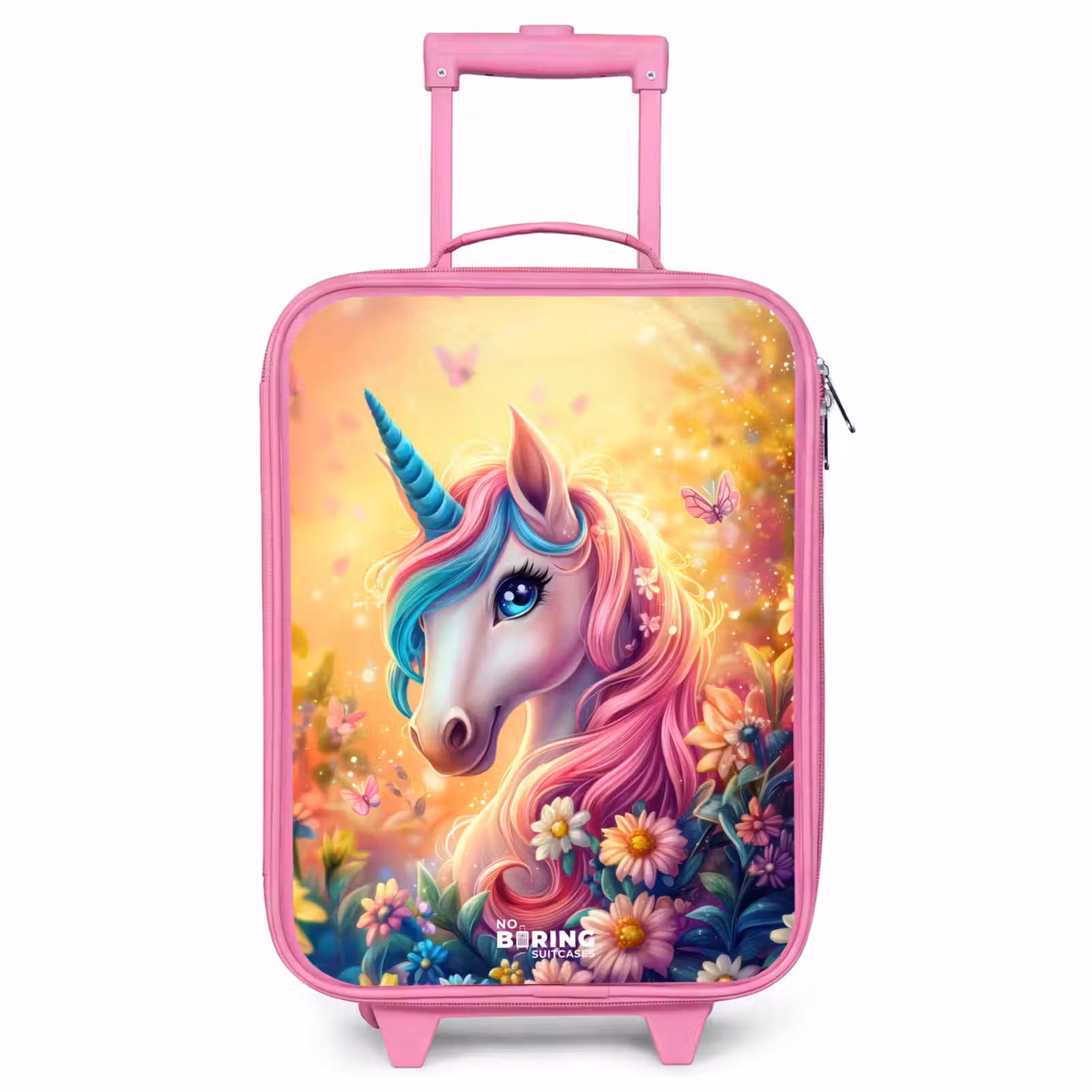 Children's suitcase - Pink - Unicorn with colorful flowers — 1