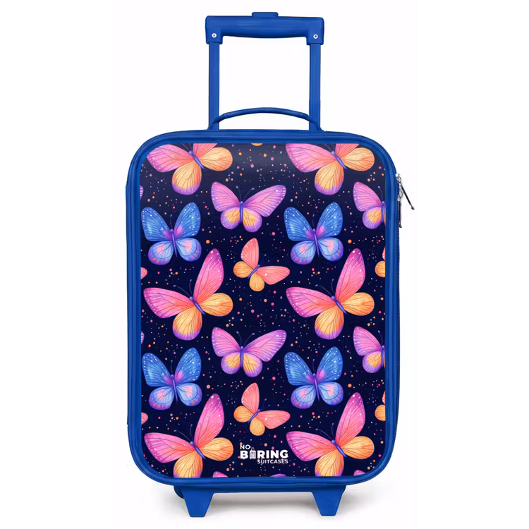 Children's suitcase - Blue - Colorful butterflies in pink and blue — 1