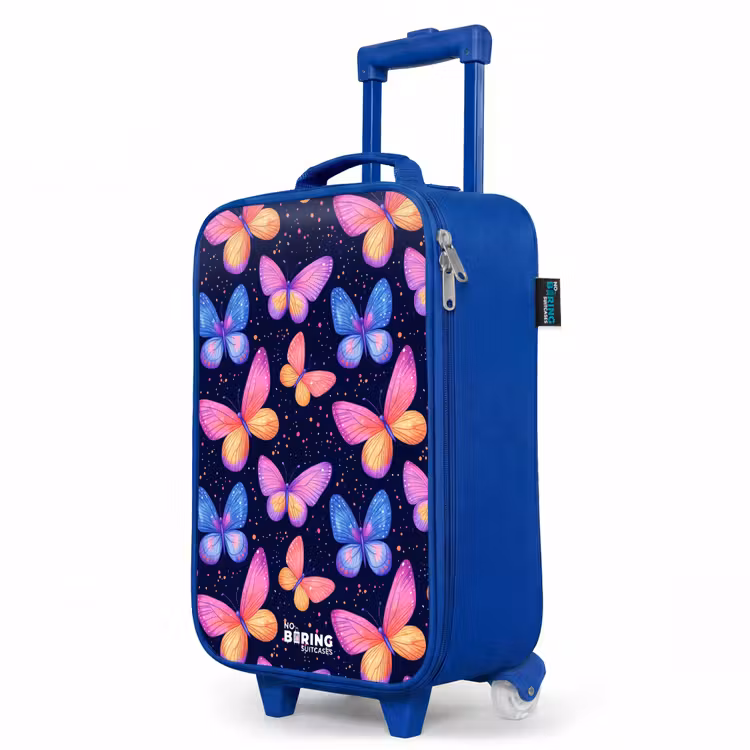 Children's suitcase - Blue - Colorful butterflies in pink and blue — 5