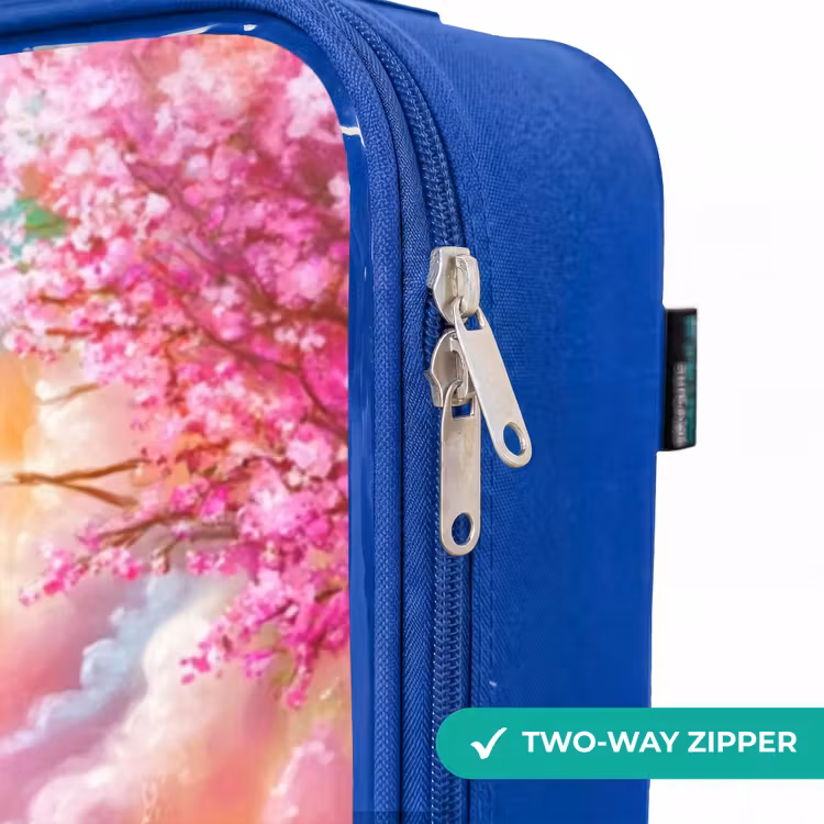 Children's suitcase - Blue - Deer with a lamb in pastel flower field — 6