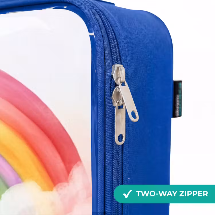 Children's suitcase - Blue - Girl with purple dragon under rainbow — 6