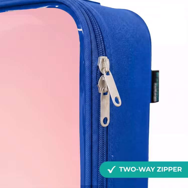 Children's suitcase - Blue - Girl with white unicorn on pink background — 6