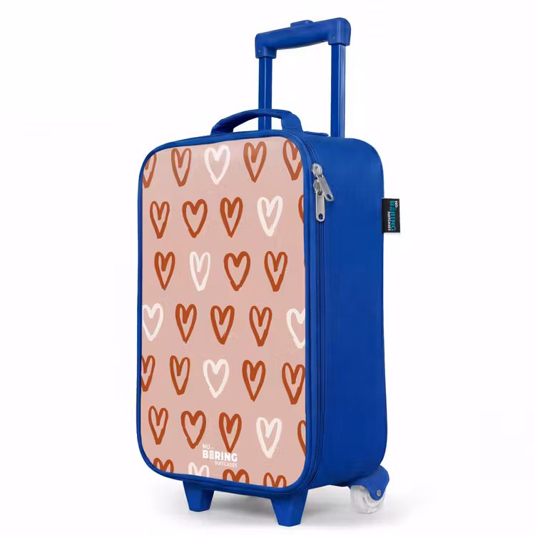 Children's suitcase - Blue - Heart pattern in pink and white — 5