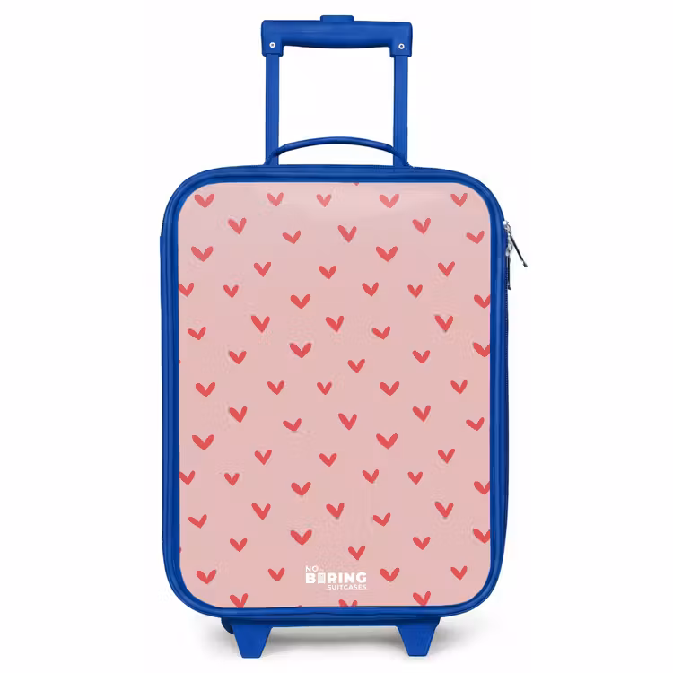 Children's suitcase - Blue - Heart pattern with pink colors — 1