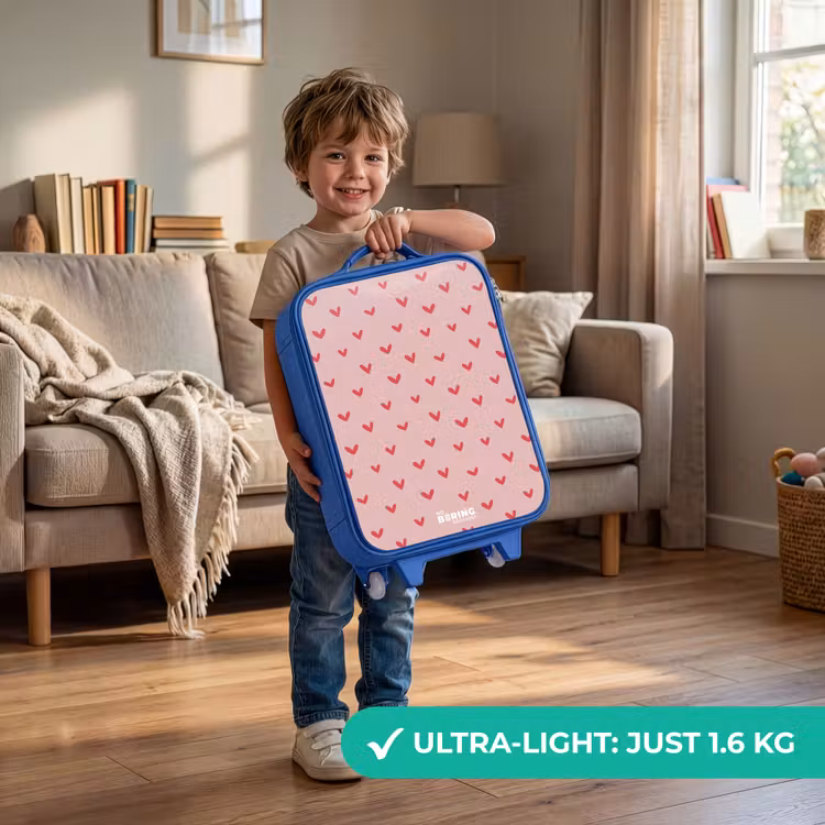 Children's suitcase - Blue - Heart pattern with pink colors — 3