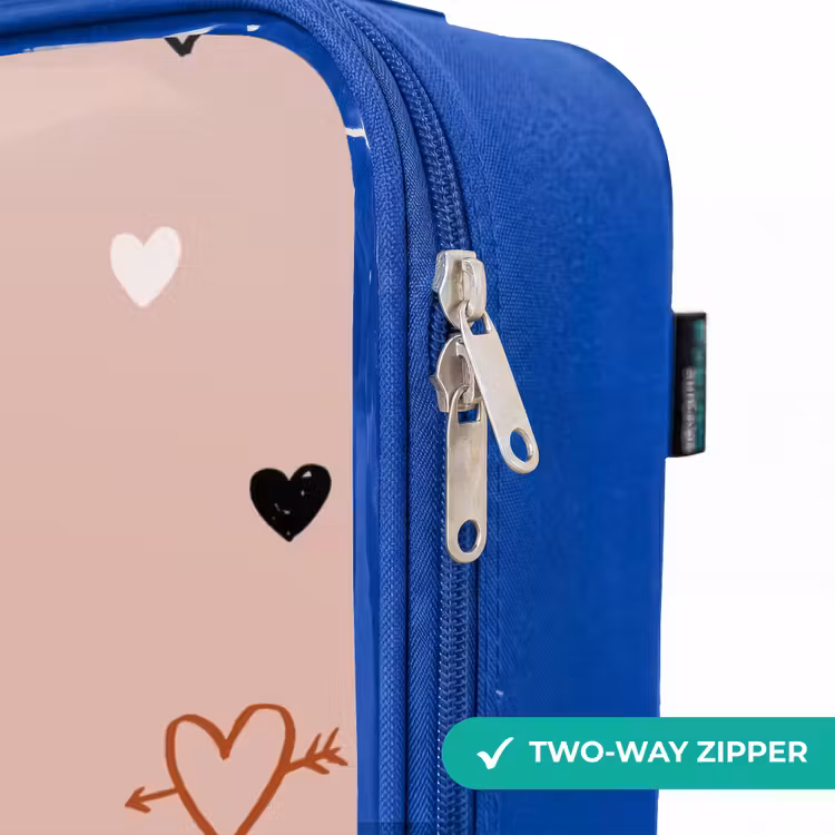 Children's suitcase - Blue - Hearts with arrows in black, white and pink — 6