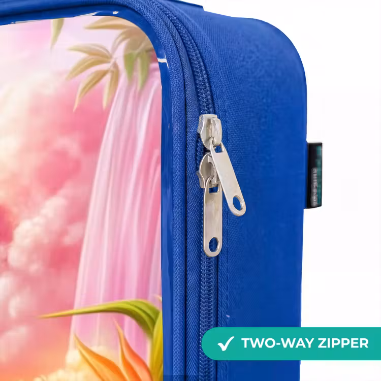 Children's suitcase - Blue - Kitten with flamingo in tropical flower paradise — 6