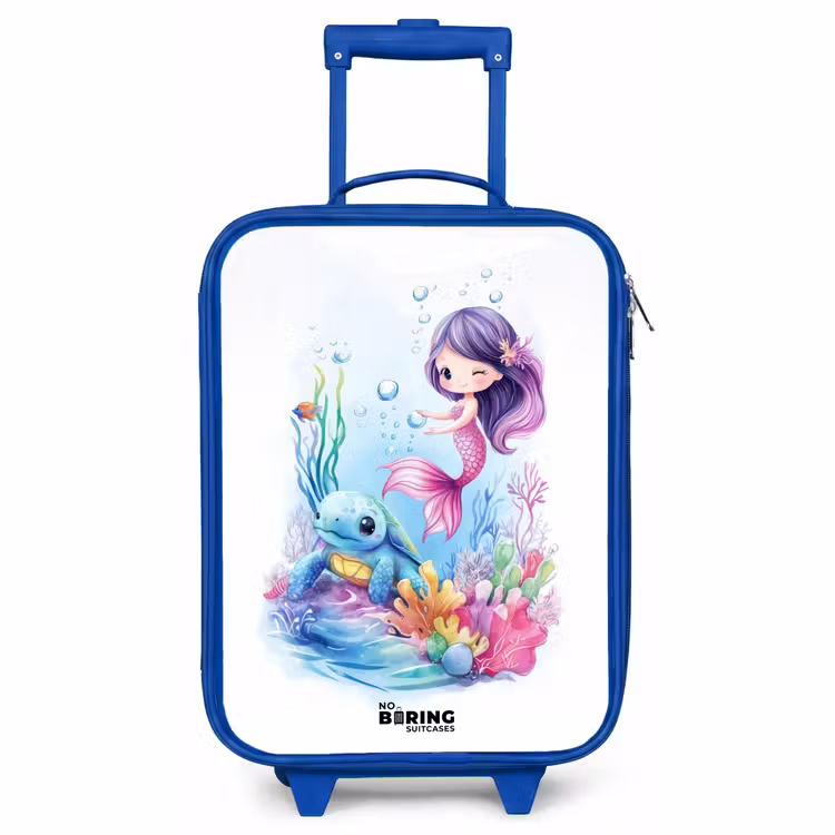 Children's suitcase - Blue - Mermaid with blue turtle among coral — 1