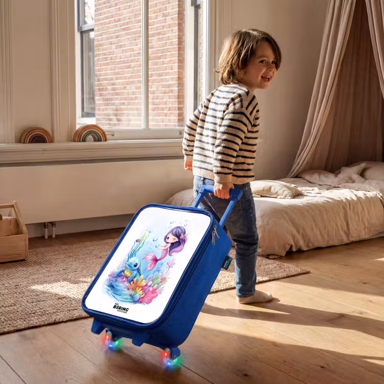 Children's suitcase - Blue - Mermaid with blue turtle among coral — 2
