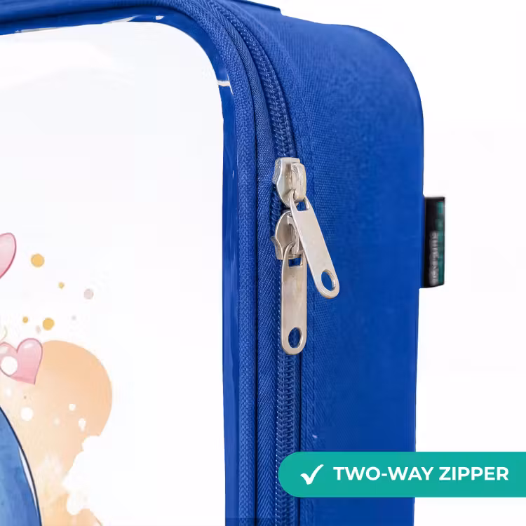 Children's suitcase - Blue - Pink flamingo and blue dolphin on a beach — 6