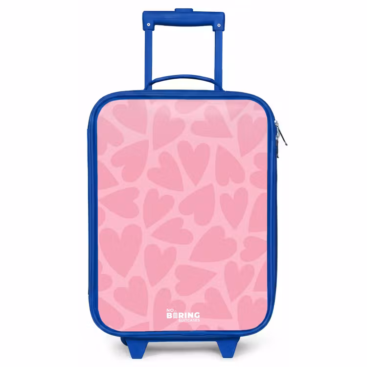 Children's suitcase - Blue - Pink hearts pattern — 1