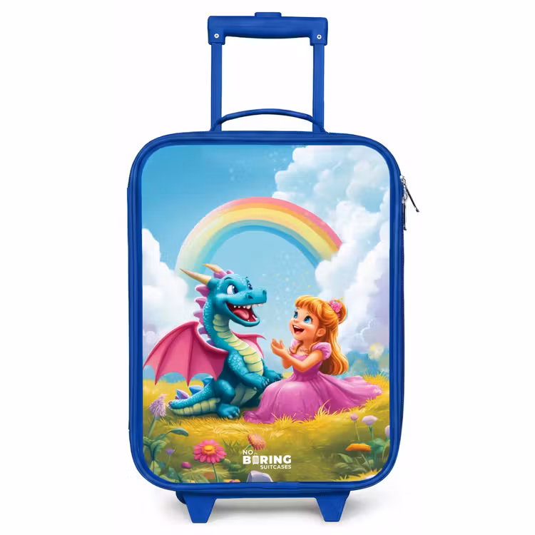 Children's suitcase - Blue - Princess and dino in a colorful world — 1