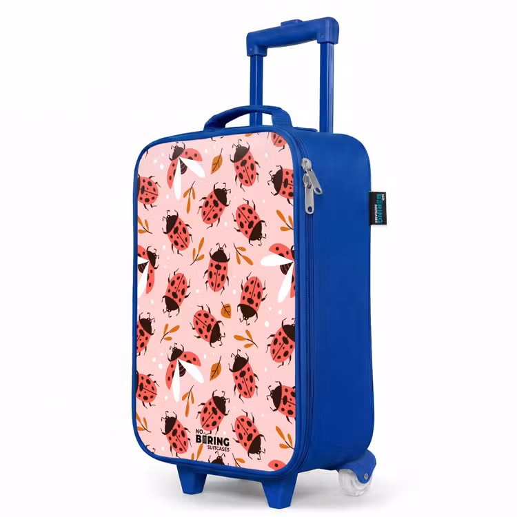 Children's suitcase - Blue - Red ladybugs on pink background — 5