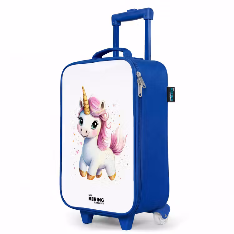Children's suitcase - Blue - White unicorn with pink mane — 5