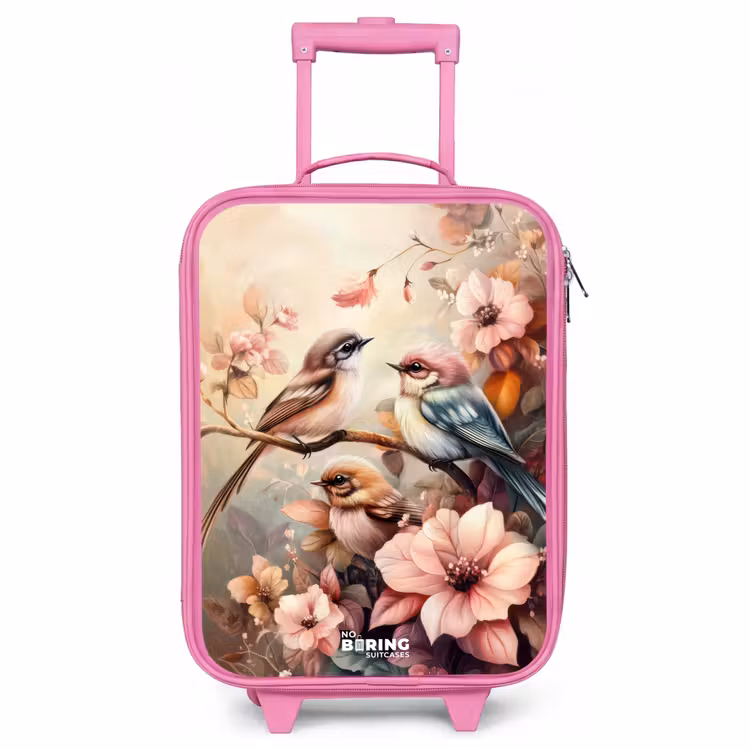 Children's suitcase - Pink - Birds with pink flowers — 1